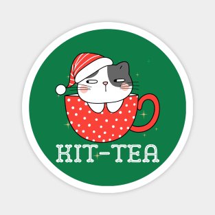 Christmas Cat Santa Kit Tea Magnet